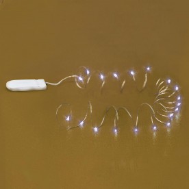 Micro LED-es elemes füzér, lapos elemtartóval, melegfehér - MLF 20/WW